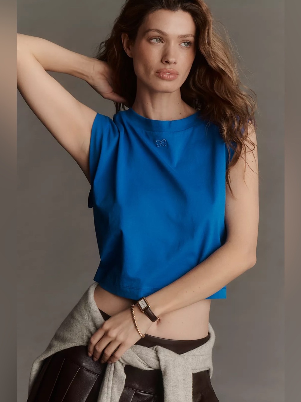 Anthropologie Maeve Cropped Muscle Tank Top